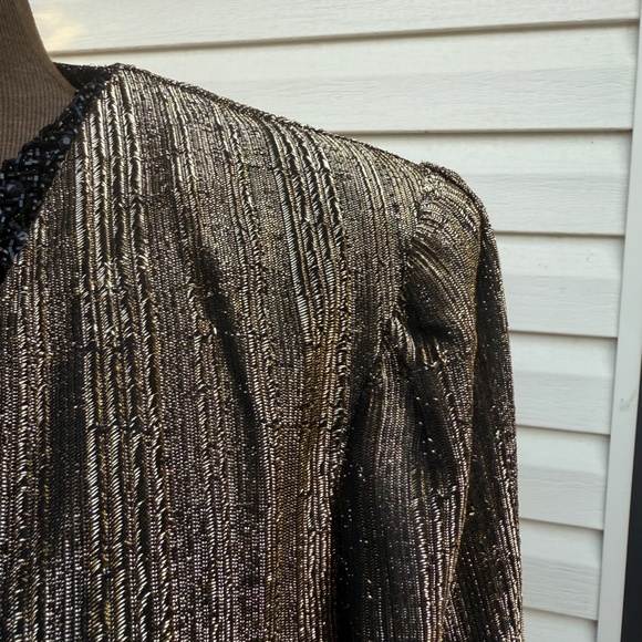 Stunning Ana Lissa Vintage 80s Gold and Black LureX Bolero Cropped Jacket - Picture 3 of 9